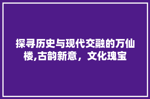 探寻历史与现代交融的万仙楼,古韵新意，文化瑰宝