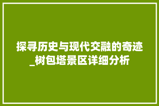 探寻历史与现代交融的奇迹_树包塔景区详细分析