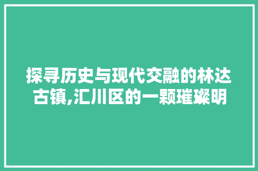 探寻历史与现代交融的林达古镇,汇川区的一颗璀璨明珠