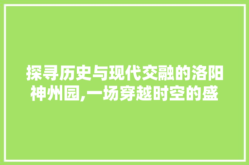 探寻历史与现代交融的洛阳神州园,一场穿越时空的盛宴