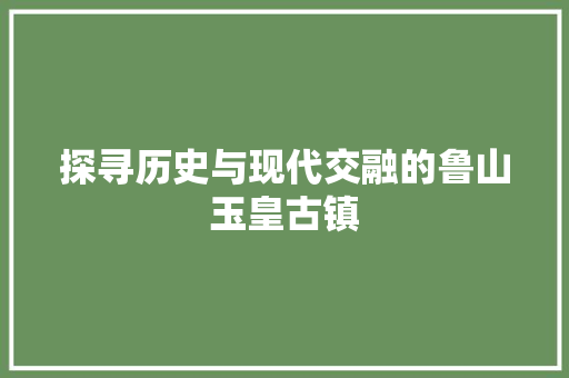 探寻历史与现代交融的鲁山玉皇古镇