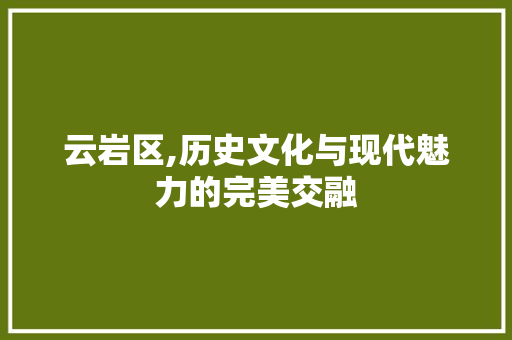 云岩区,历史文化与现代魅力的完美交融