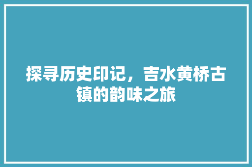 探寻历史印记，吉水黄桥古镇的韵味之旅