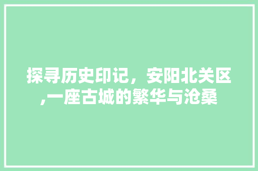 探寻历史印记，安阳北关区,一座古城的繁华与沧桑