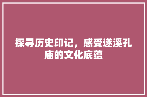 探寻历史印记，感受遂溪孔庙的文化底蕴