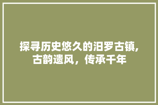 探寻历史悠久的汨罗古镇,古韵遗风，传承千年