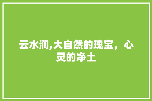 云水涧,大自然的瑰宝，心灵的净土