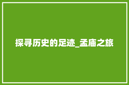 探寻历史的足迹_孟庙之旅