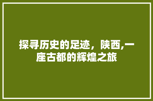 探寻历史的足迹，陕西,一座古都的辉煌之旅