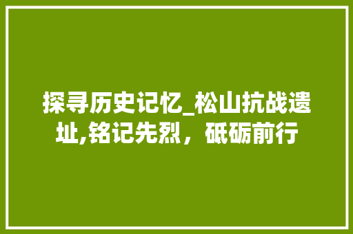 探寻历史记忆_松山抗战遗址,铭记先烈，砥砺前行