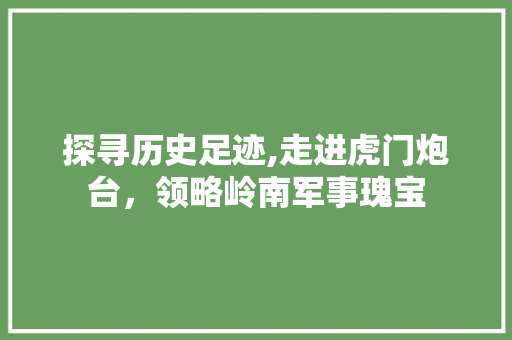 探寻历史足迹,走进虎门炮台，领略岭南军事瑰宝