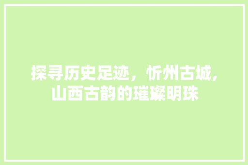 探寻历史足迹，忻州古城,山西古韵的璀璨明珠