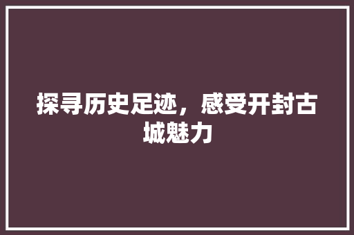 探寻历史足迹，感受开封古城魅力