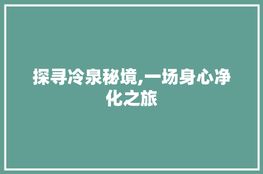 探寻冷泉秘境,一场身心净化之旅