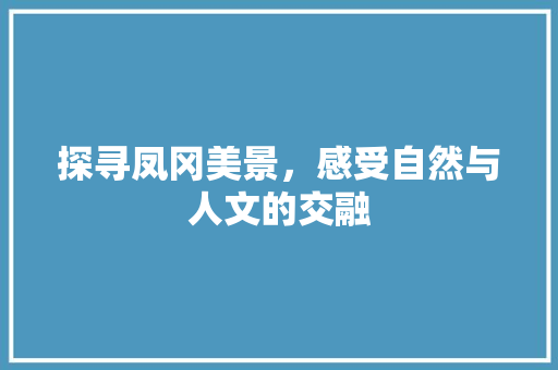 探寻凤冈美景，感受自然与人文的交融