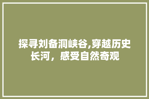 探寻刘备洞峡谷,穿越历史长河，感受自然奇观