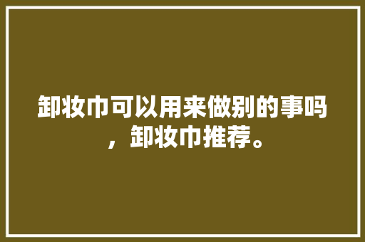 卸妆巾可以用来做别的事吗，卸妆巾推荐。