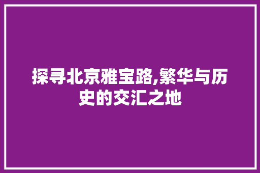 探寻北京雅宝路,繁华与历史的交汇之地  第1张