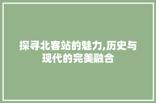 探寻北客站的魅力,历史与现代的完美融合