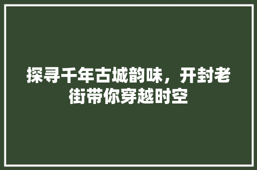 探寻千年古城韵味，开封老街带你穿越时空