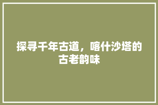 探寻千年古道，喀什沙塔的古老韵味