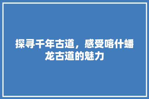 探寻千年古道，感受喀什蟠龙古道的魅力