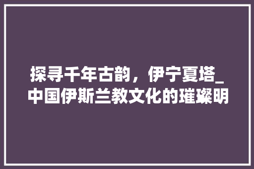 探寻千年古韵，伊宁夏塔_中国伊斯兰教文化的璀璨明珠