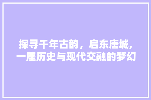 探寻千年古韵，启东唐城,一座历史与现代交融的梦幻之地