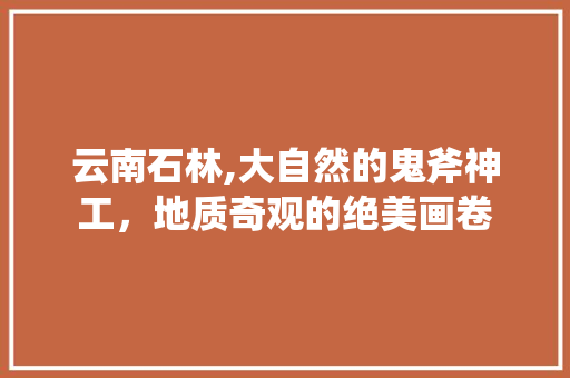 云南石林,大自然的鬼斧神工，地质奇观的绝美画卷  第1张