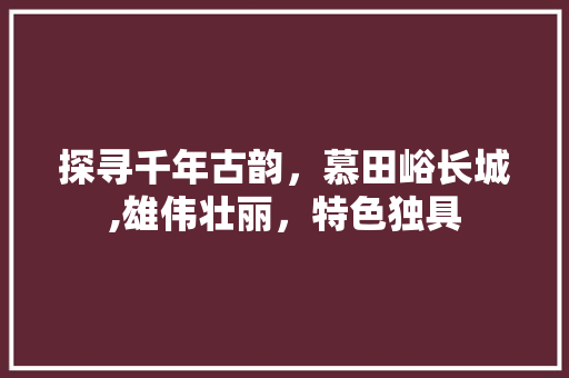 探寻千年古韵，慕田峪长城,雄伟壮丽，特色独具