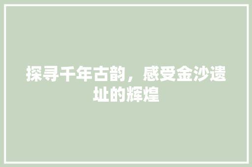 探寻千年古韵，感受金沙遗址的辉煌