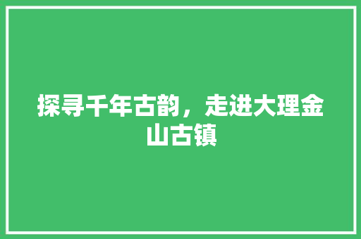 探寻千年古韵，走进大理金山古镇