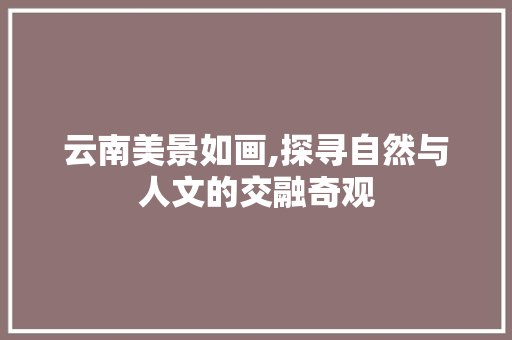 云南美景如画,探寻自然与人文的交融奇观