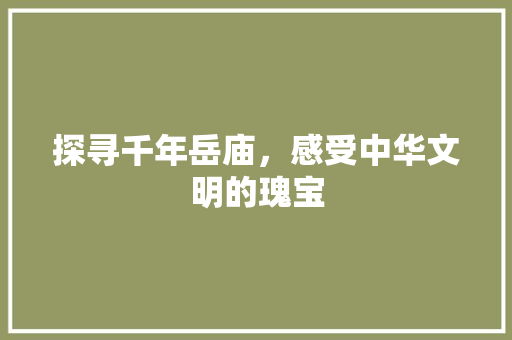 探寻千年岳庙，感受中华文明的瑰宝