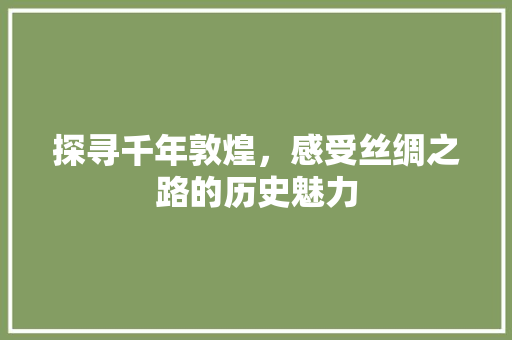 探寻千年敦煌，感受丝绸之路的历史魅力