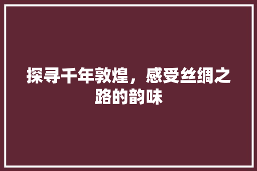 探寻千年敦煌，感受丝绸之路的韵味