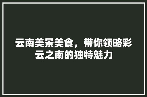 云南美景美食，带你领略彩云之南的独特魅力  第1张