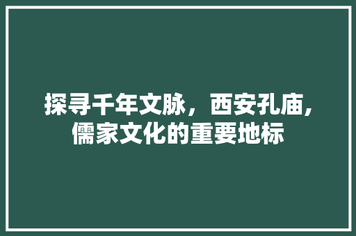 探寻千年文脉，西安孔庙,儒家文化的重要地标