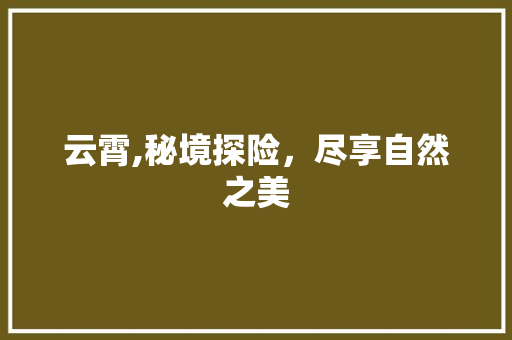 云霄,秘境探险，尽享自然之美