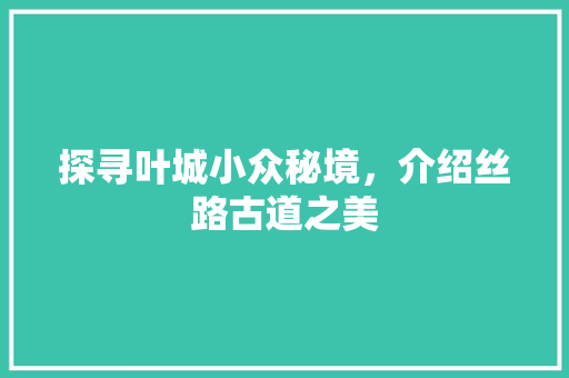 探寻叶城小众秘境，介绍丝路古道之美