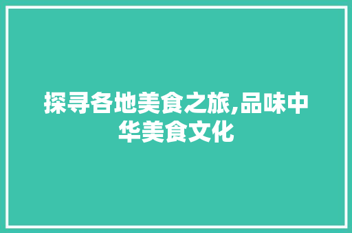 探寻各地美食之旅,品味中华美食文化