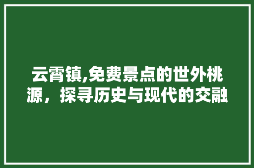 云霄镇,免费景点的世外桃源，探寻历史与现代的交融之美  第1张