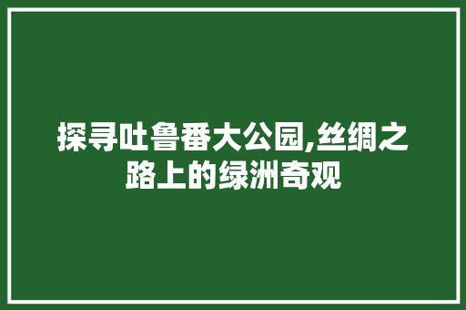 探寻吐鲁番大公园,丝绸之路上的绿洲奇观