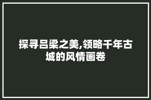 探寻吕梁之美,领略千年古城的风情画卷