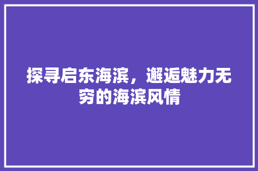 探寻启东海滨，邂逅魅力无穷的海滨风情