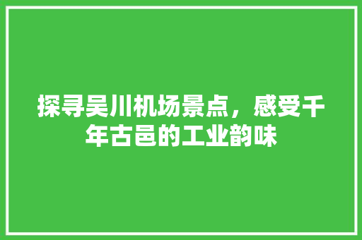 探寻吴川机场景点，感受千年古邑的工业韵味