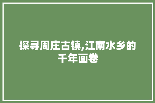 探寻周庄古镇,江南水乡的千年画卷