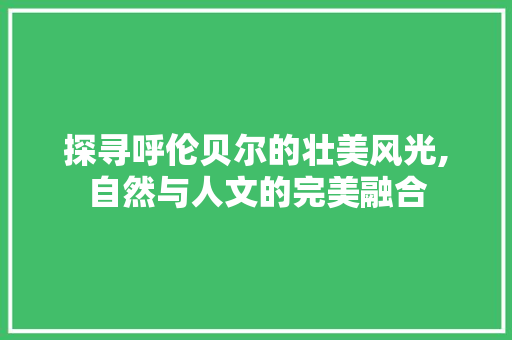 探寻呼伦贝尔的壮美风光,自然与人文的完美融合