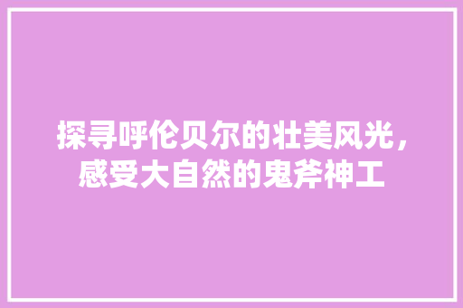 探寻呼伦贝尔的壮美风光，感受大自然的鬼斧神工