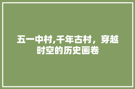 五一中村,千年古村，穿越时空的历史画卷